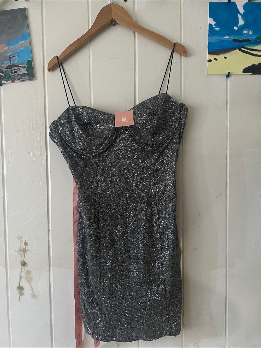 Miss Lola Silver Glitter Corset Mini Dress